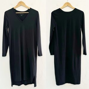 Universal Standard Black V-Neck Long Sleeve Midi Dress Size 2XS 6/8 EUC